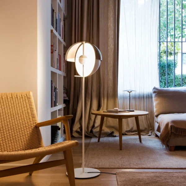 “Theia by Marset sculptural table light – elegant hemisphere lamp with swivel shade”