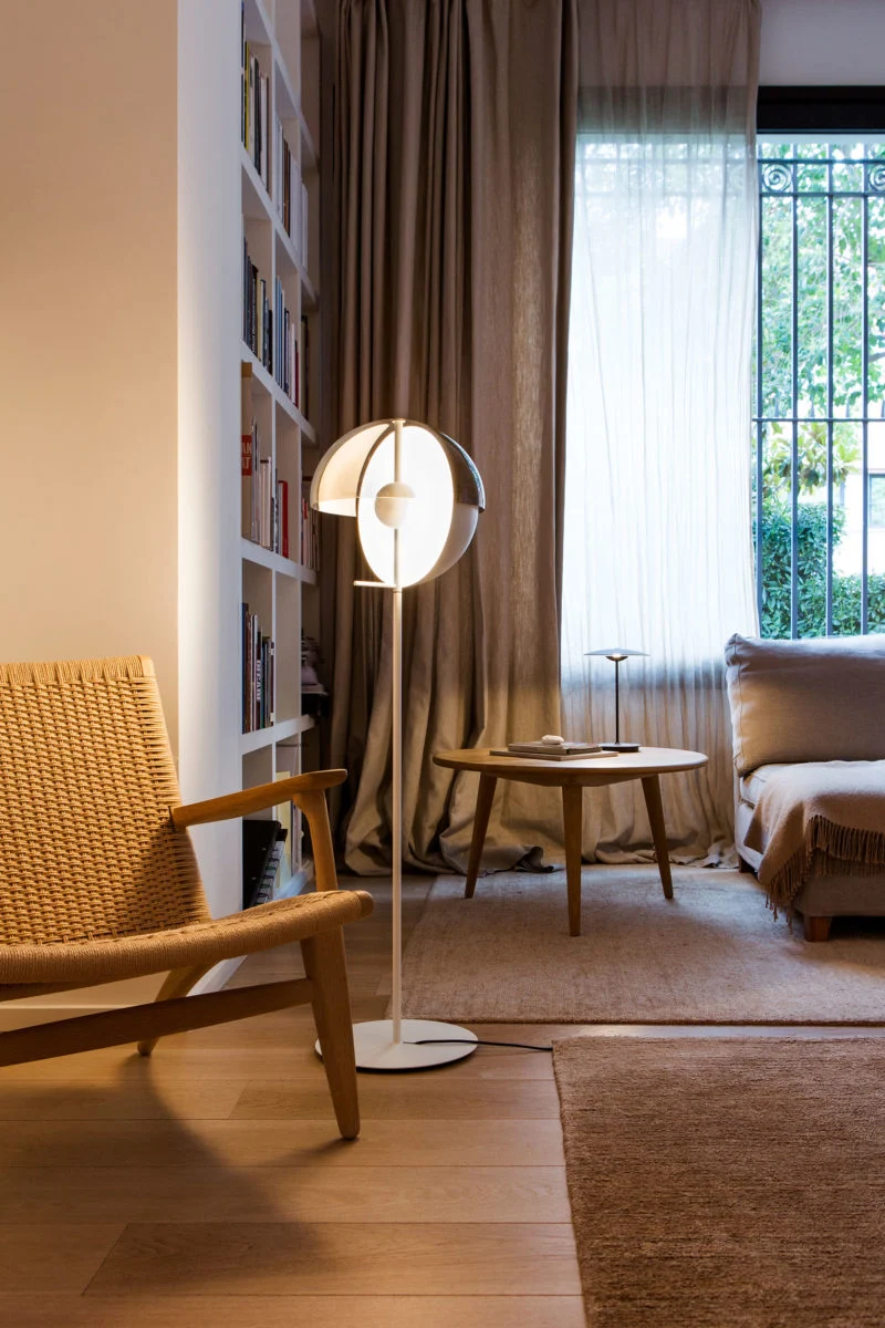 “Theia by Marset sculptural table light – elegant hemisphere lamp with swivel shade”