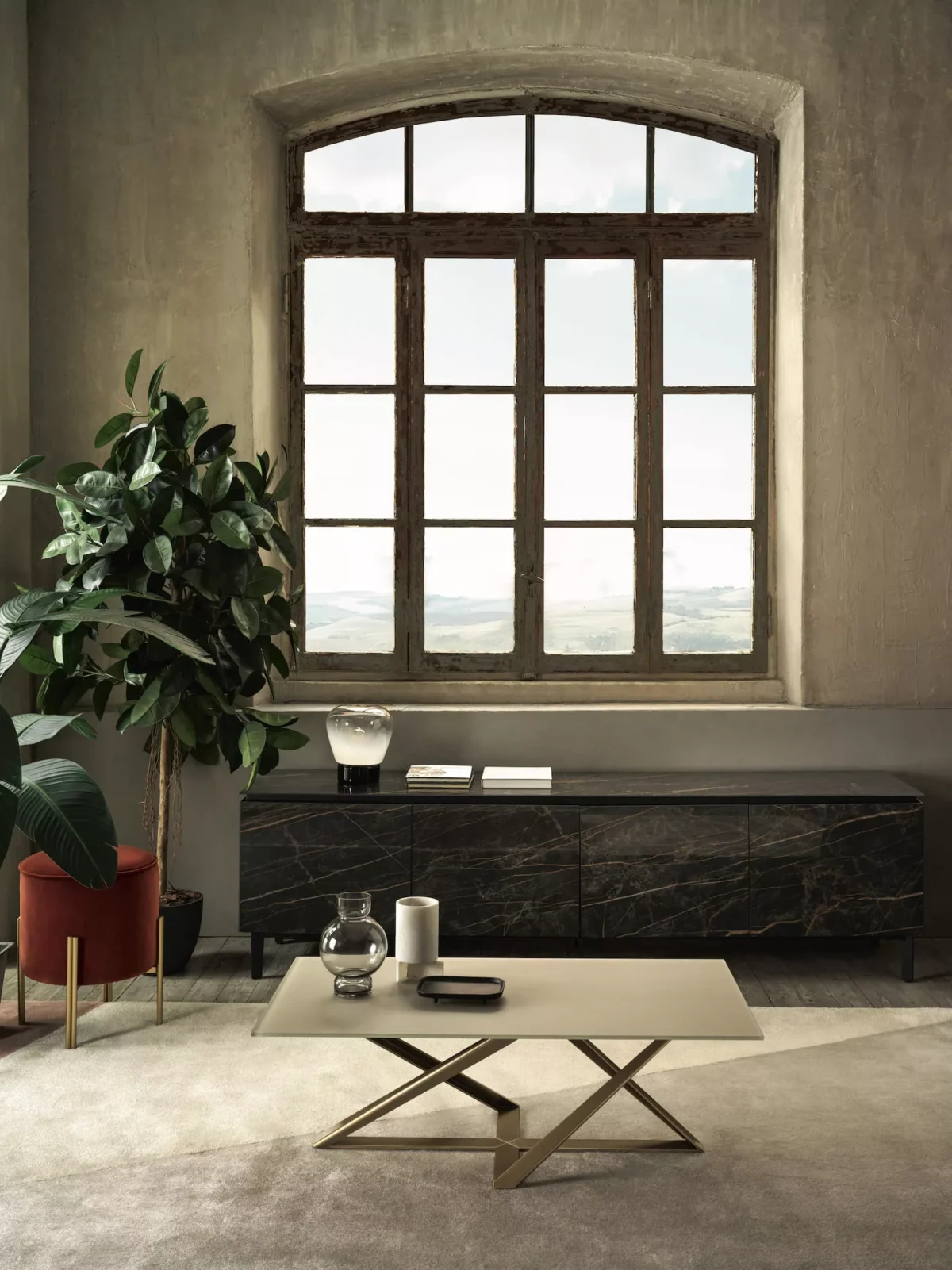 “Millennium Coffee Tables by Bontempi luxury Italian coffee tables in Birmingham, Michigan showroom”