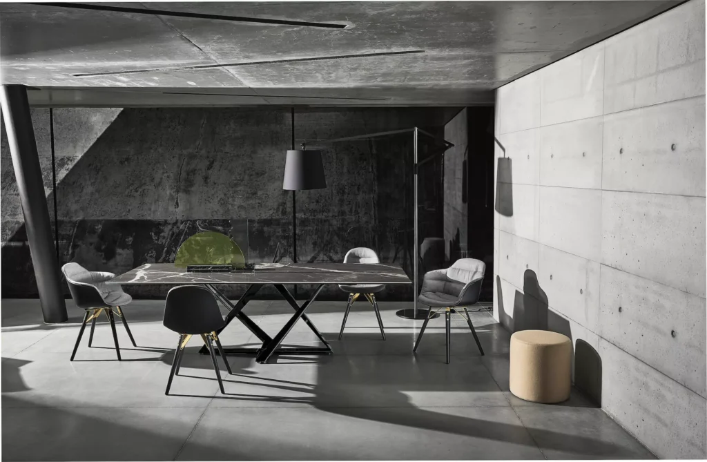 It has by Bontempi – luxury modern Italian‑design furniture piece showcased at Italcasa Design showroom in **Troy, Michigan**