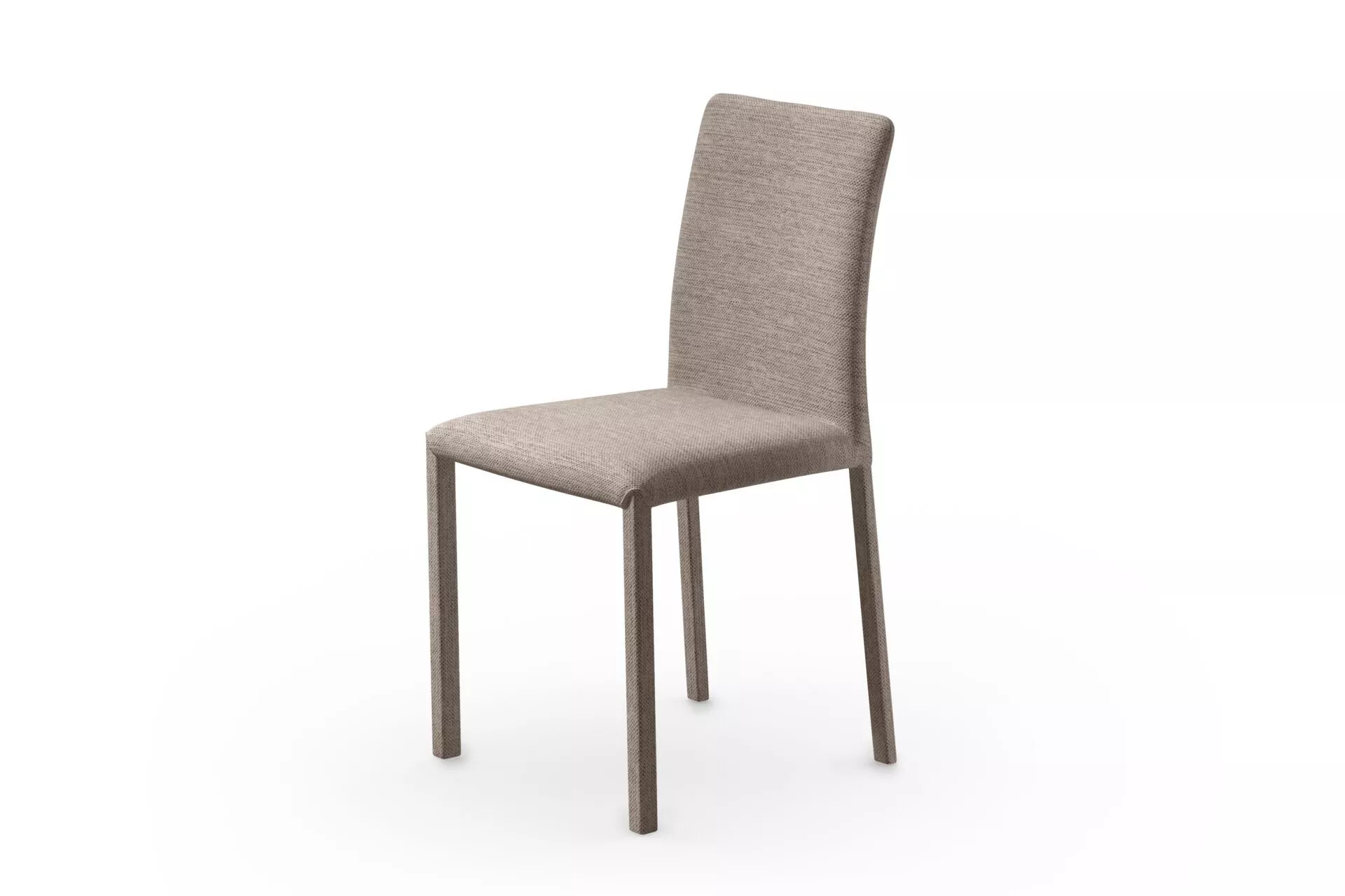 Marion B 1 chair by Peressini with gently curved backrest, padded seat, and slender metal legs in matte black.