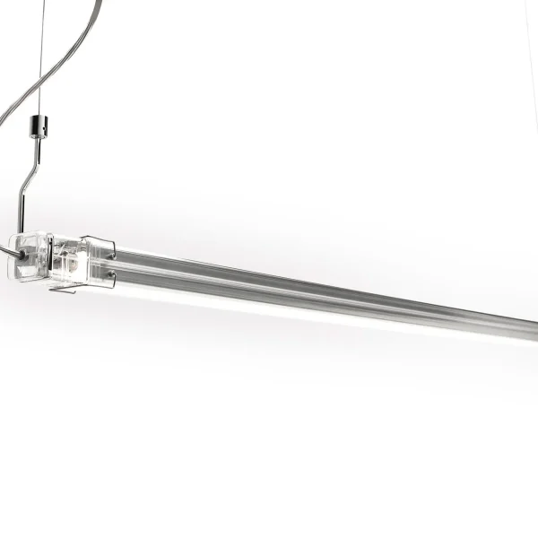 “Neón de Luz pendant lamp by Marset – minimalist design with translucent polycarbonate profile and aluminum reflector”