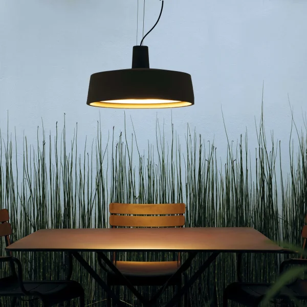 “Soho by Marset ceiling light – contemporary industrial design ideal for urban terraces and porches”