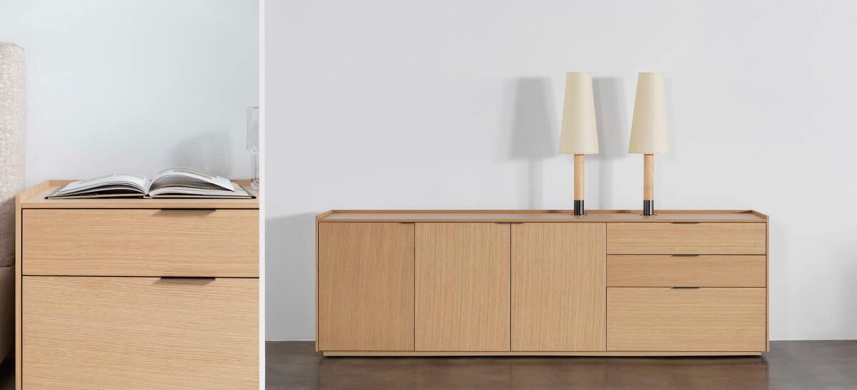 Camerich Matrix Media Cabinet with elevated design.