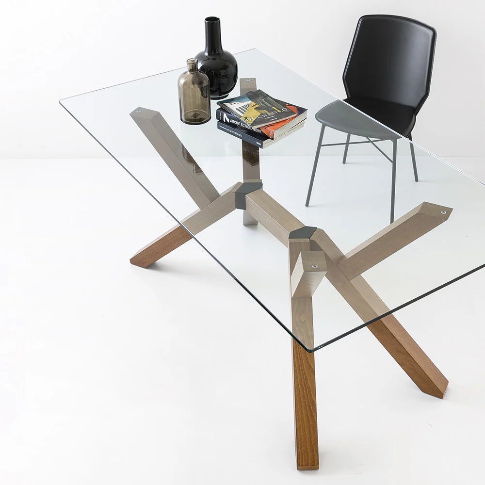 “MIKADO by Connubia modern wooden dining table – elegant design with intersecting sculptural legs and rectangular top”