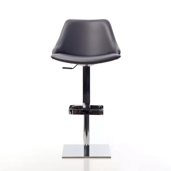 Moda stool by Peressini in burnt-orange fabric, angled four-leg black matte base, shown on a white background.