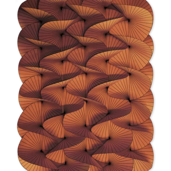 Serpentine Carpet Moooi designer rug with organic folded pattern in Amber Red