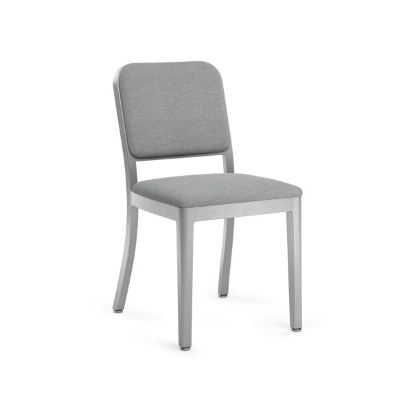 Navy Officer Side Chair by Jasper Morrison with brushed aluminum frame and upholstered seat.