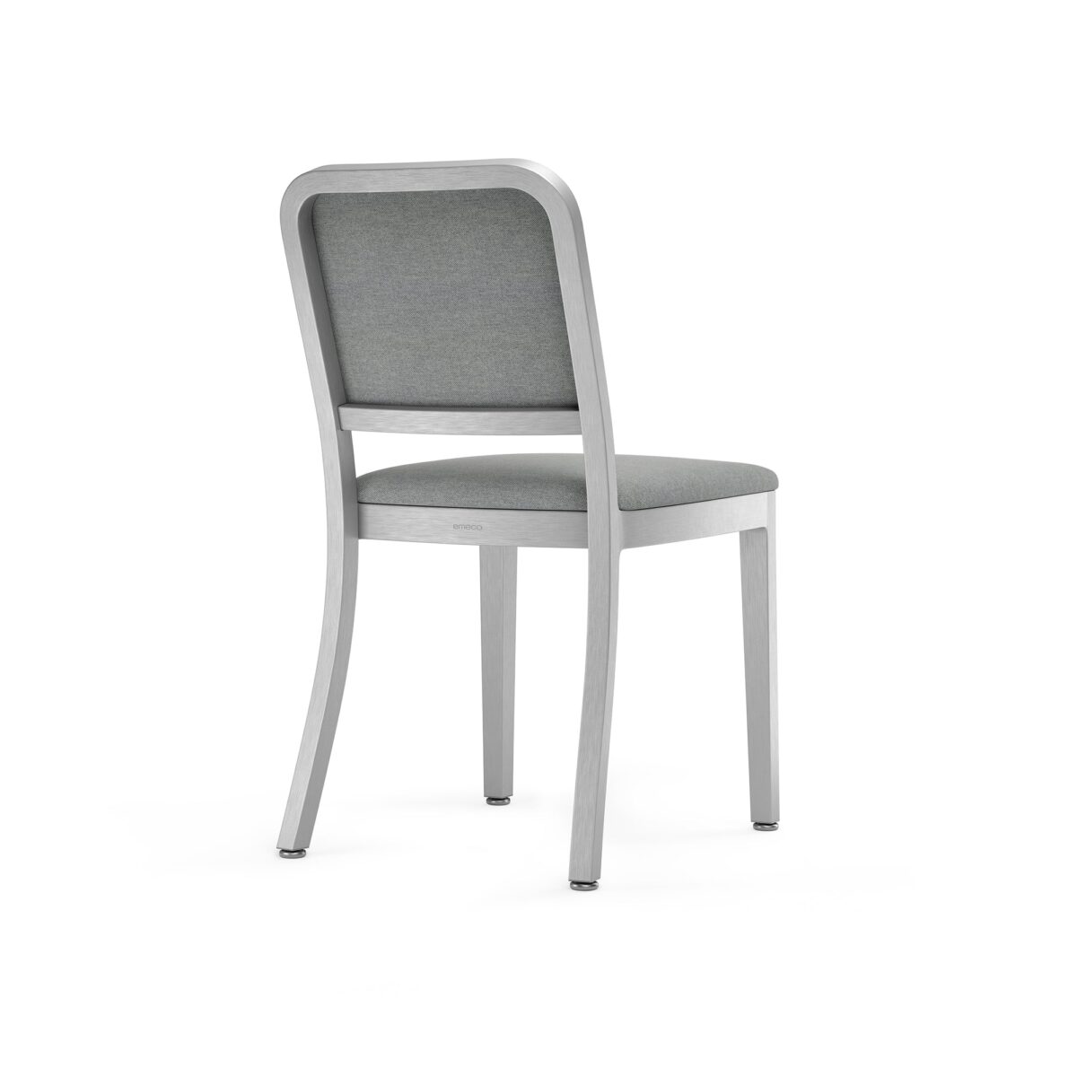 Modern Navy Officer Side Chair with recycled aluminum frame and soft upholstery.