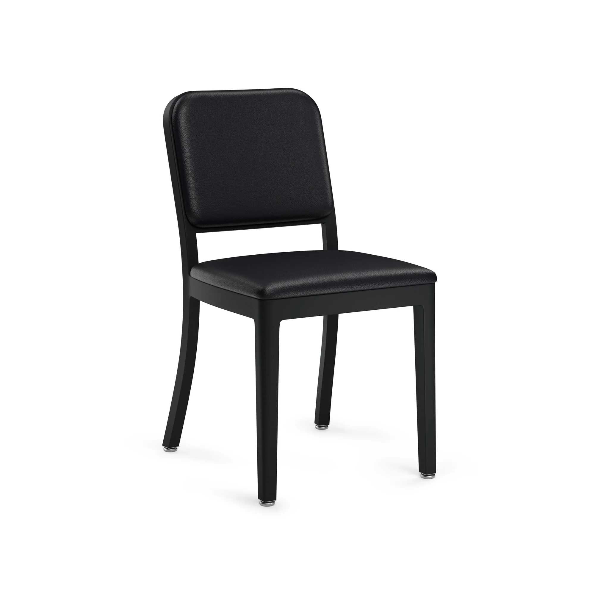 Modern side chair with clean lines and aluminum frame by Jasper Morrison for Emeco.