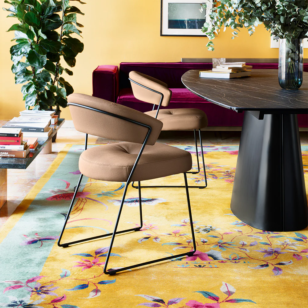 “NY Anniversary chair by Connubia – modern Italian design with metal frame and upholstered seat”