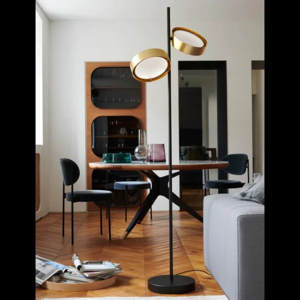 “Berlin by Oluce modern Italian ceiling or wall lamp – round metal frame with satin-finish glass diffuser and Art Deco-inspired design”