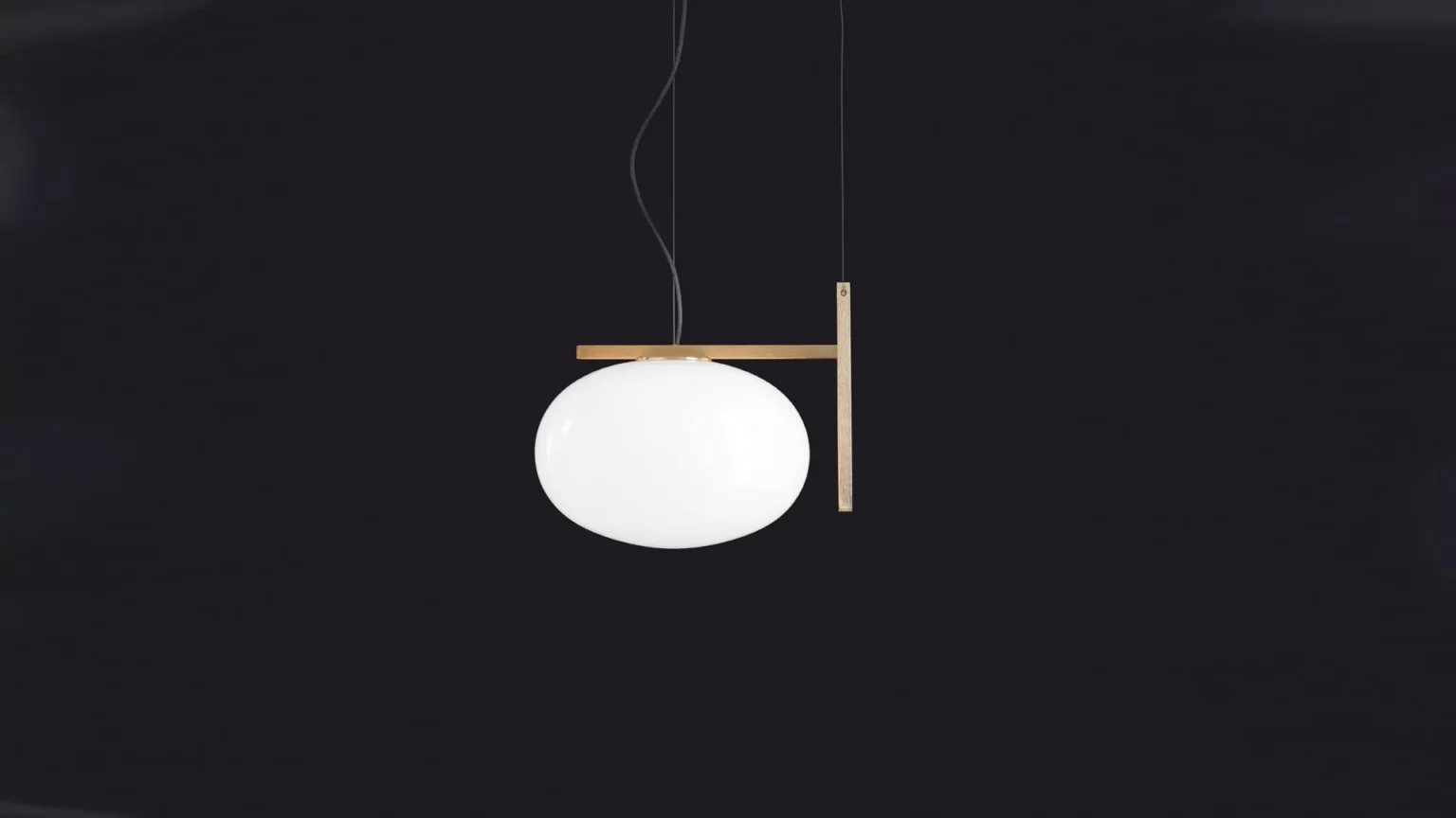 “Alba by Oluce modern Italian floor lamp – satin brass stem with opaline glass diffuser and sculptural organic silhouette”