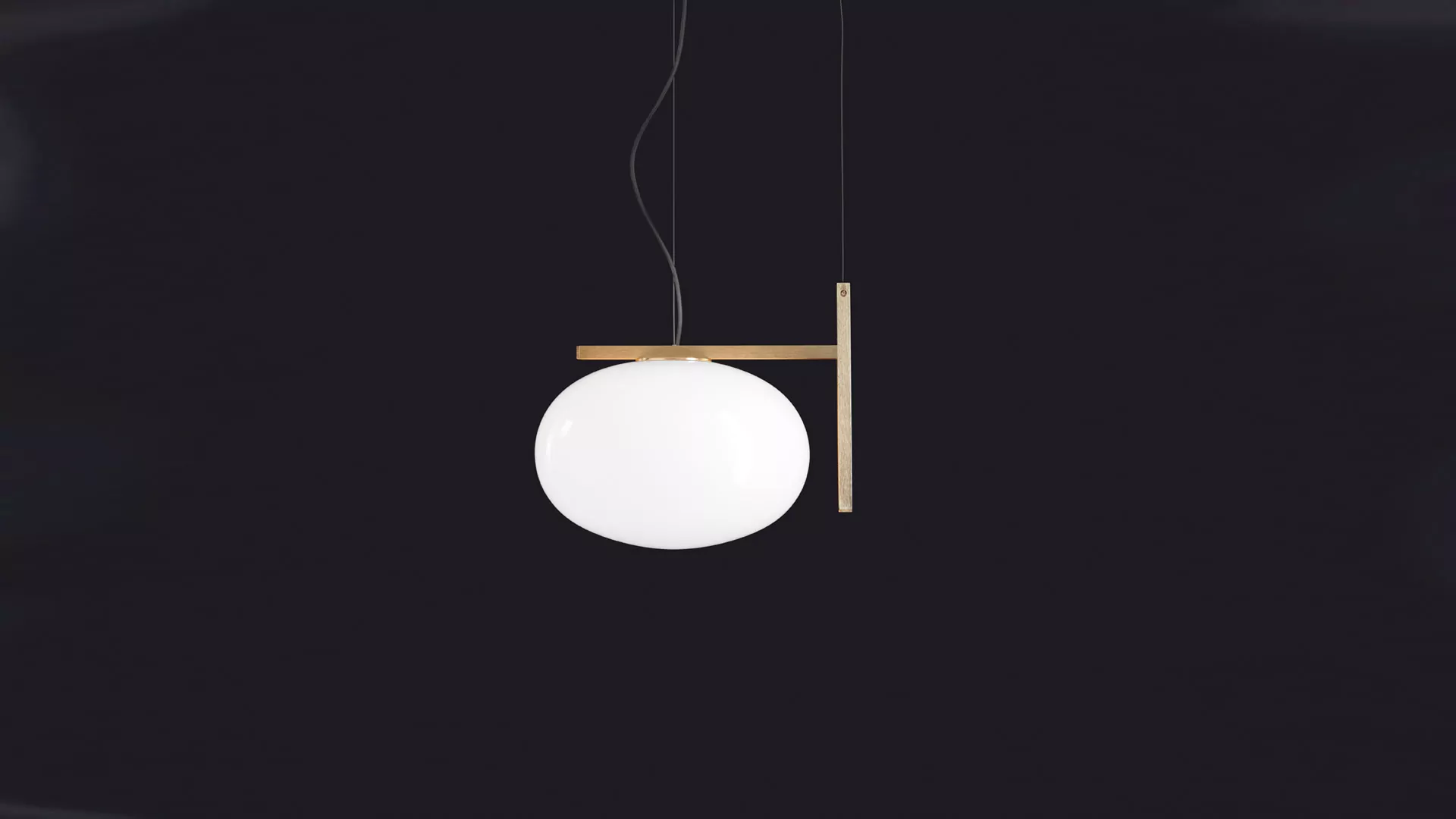 “Alba by Oluce modern Italian floor lamp – satin brass stem with opaline glass diffuser and sculptural organic silhouette”
