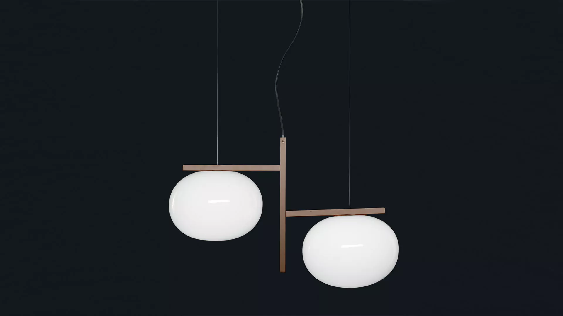 “Alba by Oluce modern Italian floor lamp – curved satin bronze stem with opaline glass diffuser and elegant sculptural form”
