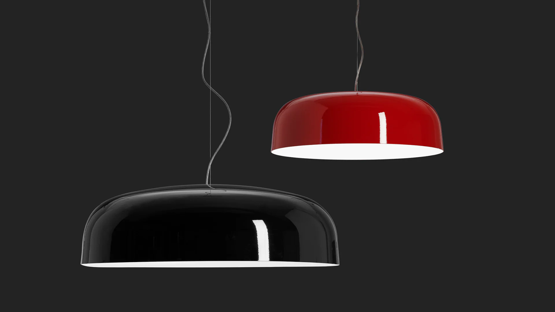 “Canopy by Oluce modern Italian pendant light – layered glass discs with metal frame creating a sculptural chandelier effect”