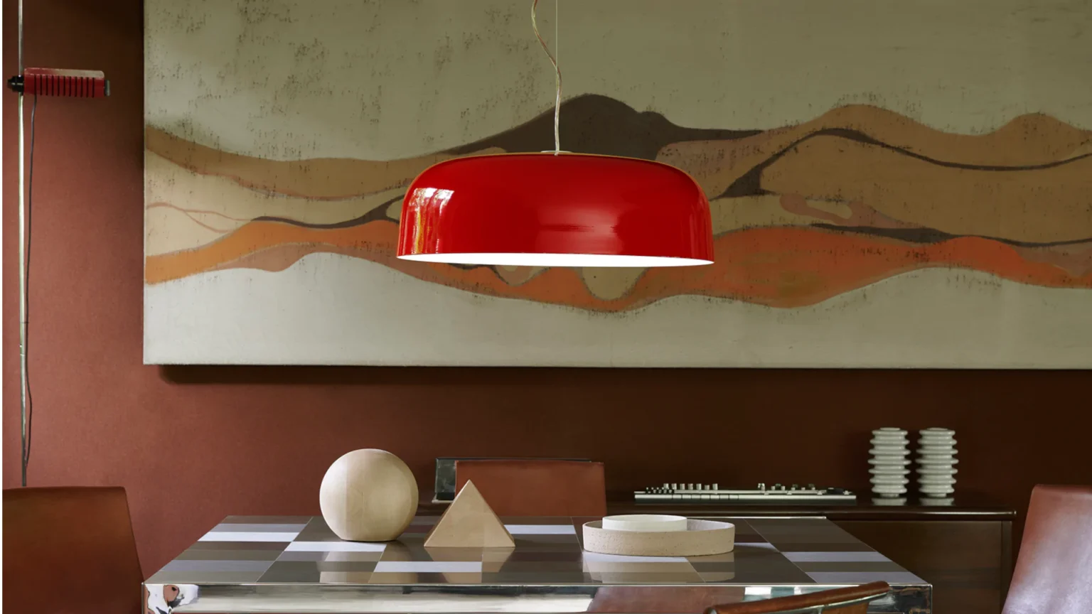 “Canopy by Oluce contemporary designer lighting – elegant ceiling pendant featuring stacked glass elements and minimalist suspension”