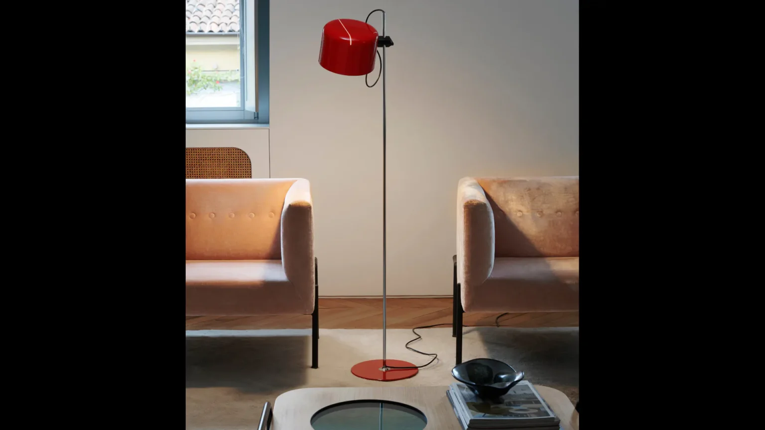 “Coupé by Oluce modern Italian table lamp – mid-century style with adjustable reflector and sleek metal base”
