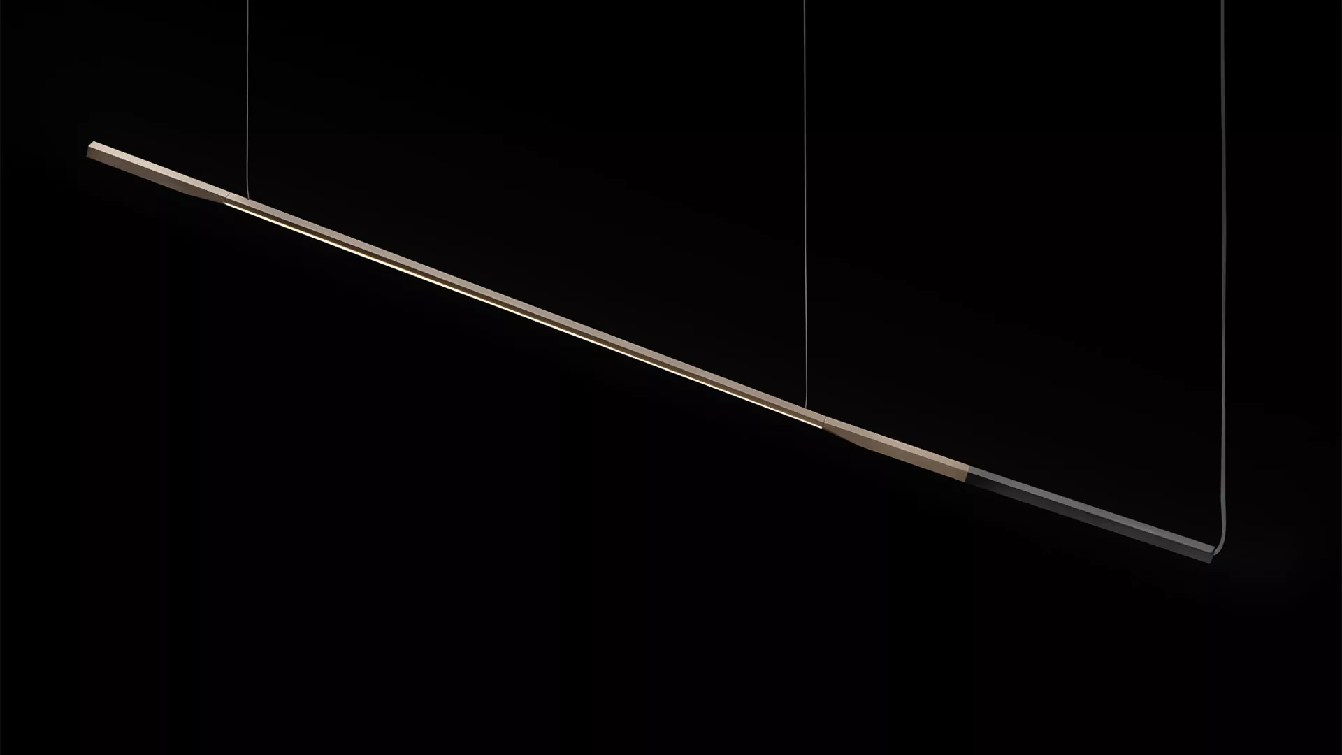 “Ilo by Oluce modern Italian pendant light – slim linear aluminum body with suspended LED bar and minimalist elegance”