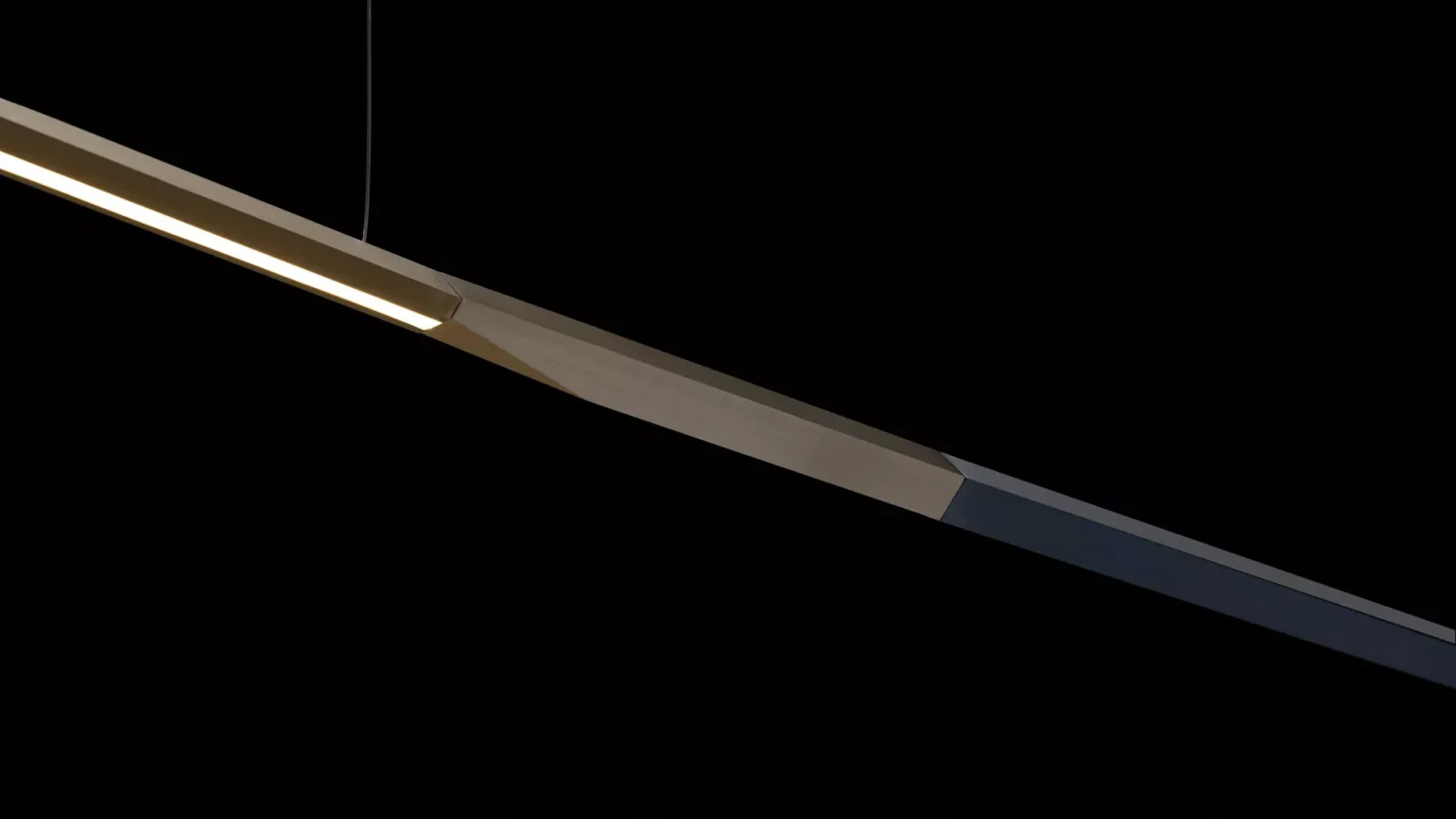 “Ilo by Oluce minimalist Italian pendant lamp – elegant horizontal light fixture with refined finish and ambient LED glow”