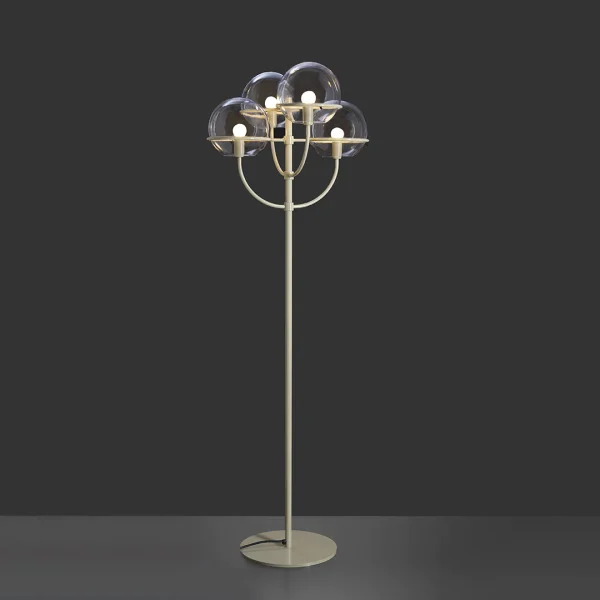 “Lyndon by Oluce modern Italian outdoor lamp – globe glass diffuser with slim metal structure for elegant architectural lighting”