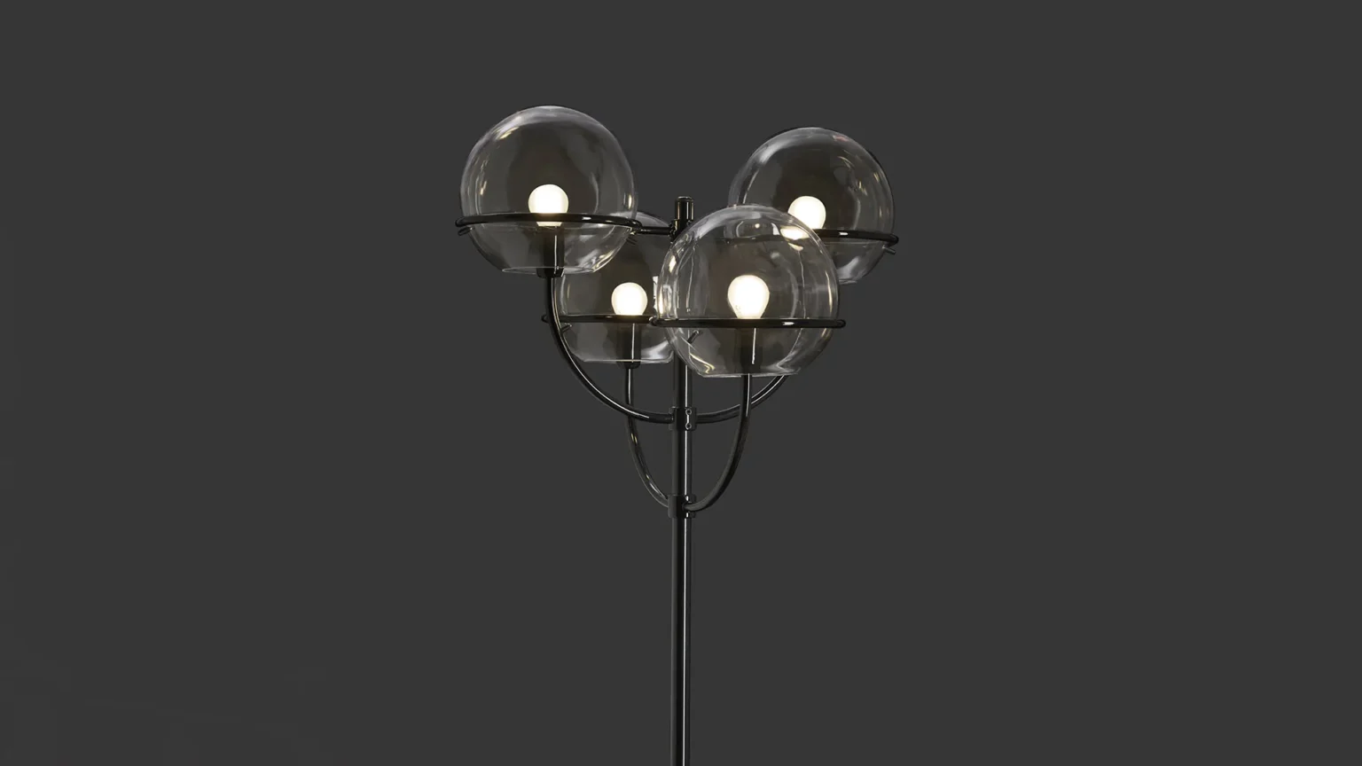 “Lyndon by Oluce contemporary designer lighting – spherical outdoor fixture with minimalist chrome frame and diffused ambient glow”