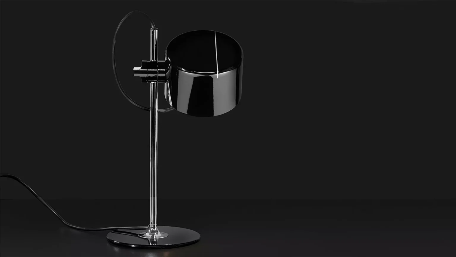 “Mini Coupé by Oluce designer lighting – contemporary desk lamp with glossy dome and adjustable head”