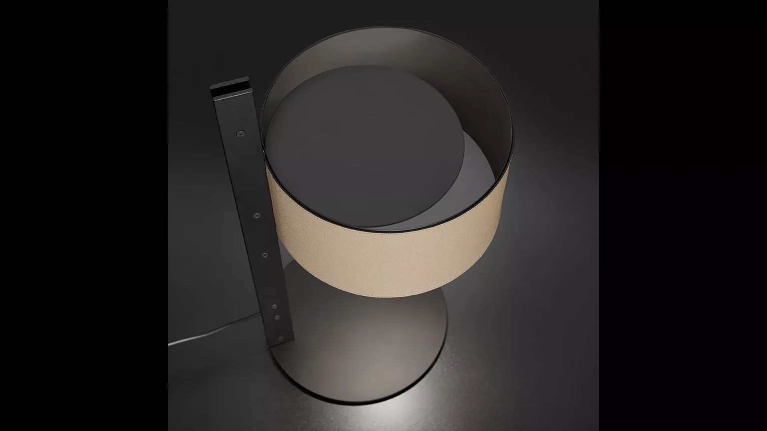 “Parallel by Oluce modern Italian table lamp – elegant cylindrical base with opal glass diffuser and clean lines”