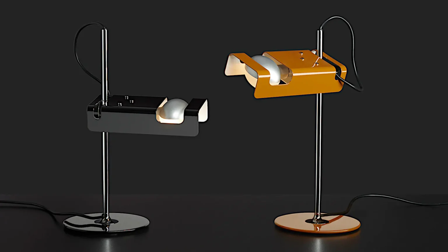 “Spider by Oluce stylish metal lamp – adjustable head table lamp with clean lines and polished finish”
