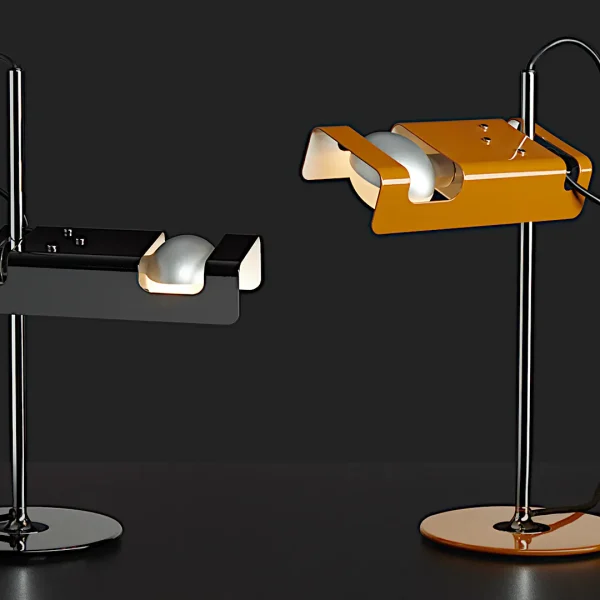 “Spider by Oluce stylish metal lamp – adjustable head table lamp with clean lines and polished finish”