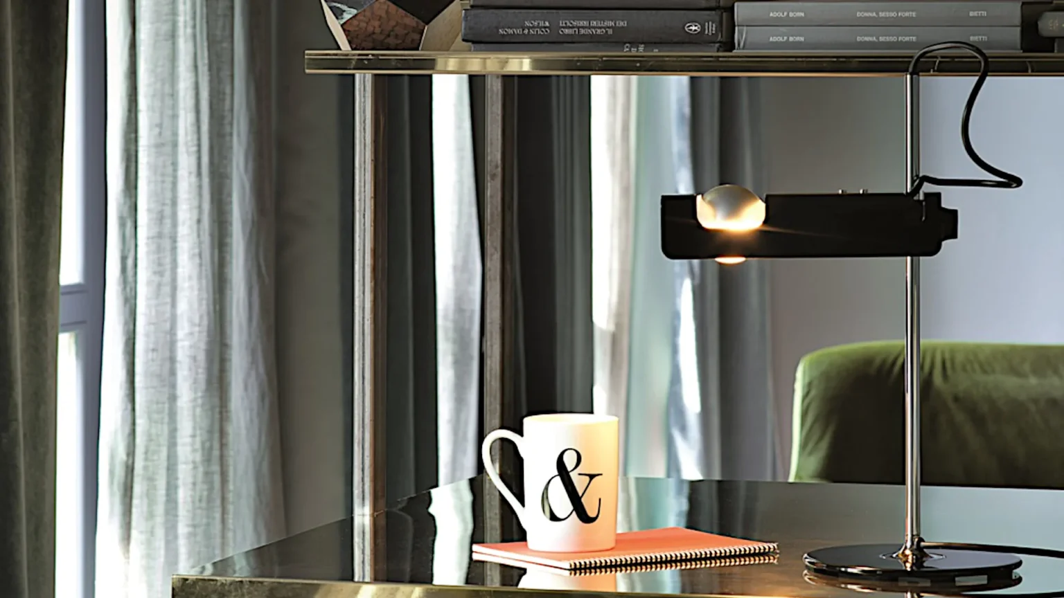 “Spider by Oluce mid-century modern table lamp – sculptural Italian design with directional light and sleek silhouette”