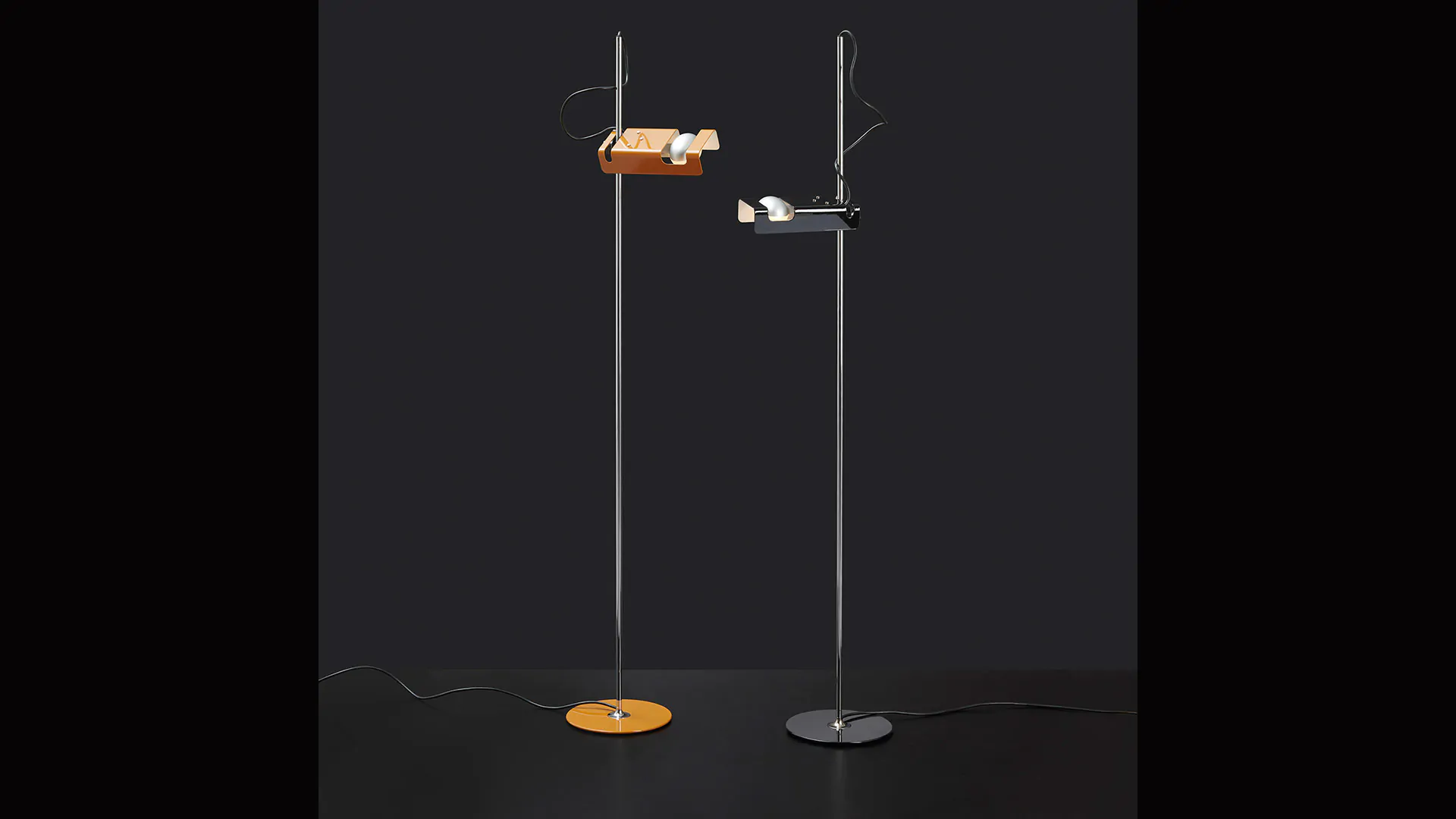 “Spider by Oluce modern Italian table lamp – adjustable spotlight with curved metal arm and sleek cylindrical head”