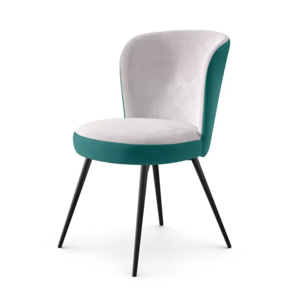 Ocean bar stool by Peressini in dark grey fabric, featuring a curved padded backrest and seat atop a square brushed-steel pedestal base in a showroom environment.