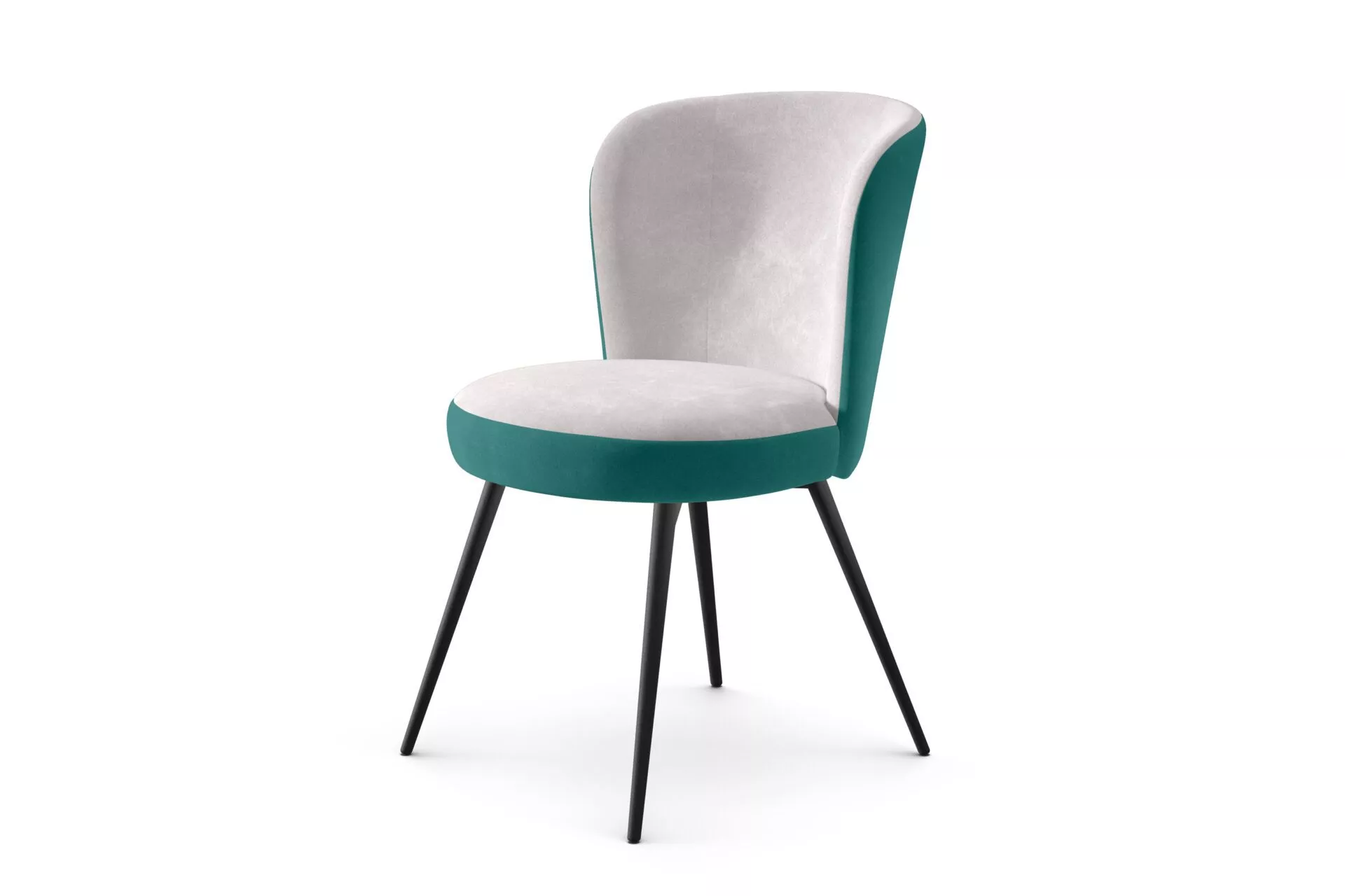 Ocean bar stool by Peressini in dark grey fabric, featuring a curved padded backrest and seat atop a square brushed-steel pedestal base in a showroom environment.