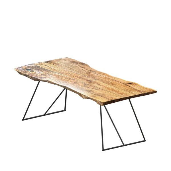 “OLD TIMES Table by Zeusnoto featuring a weathered wooden top and sturdy metal legs with an aged finish.”