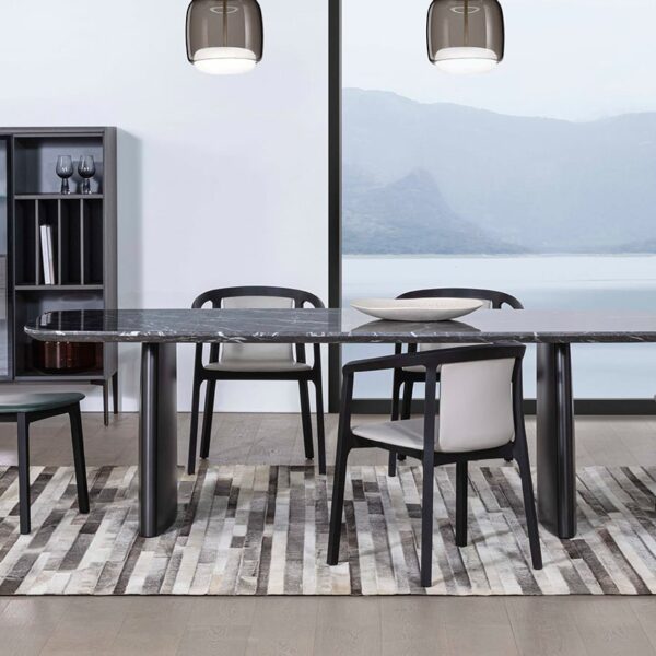Elegant dining table with smooth wooden surface