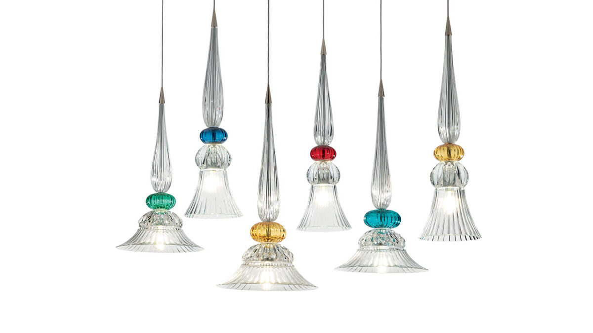 “Reflex Ducal Palace Suspension light with sculptural metal frame”