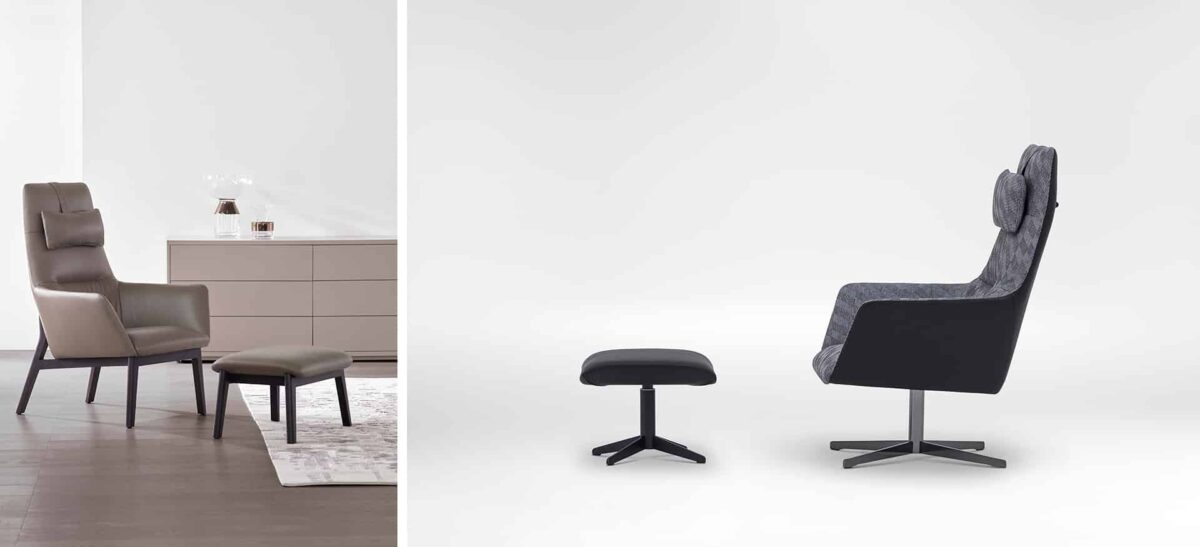 Elegant high-back chair with soft upholstery and modern design by Camerich.