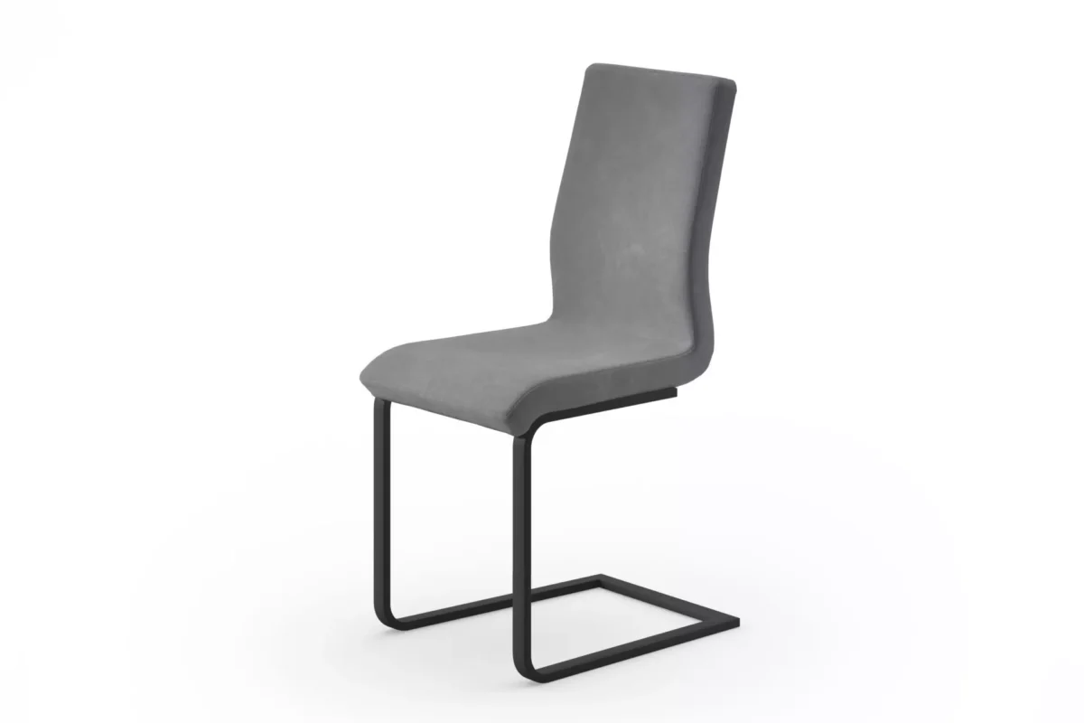 Quadra SL chair by Peressini featuring a cantilevered chrome base and fully upholstered seat and backrest in soft fabric.