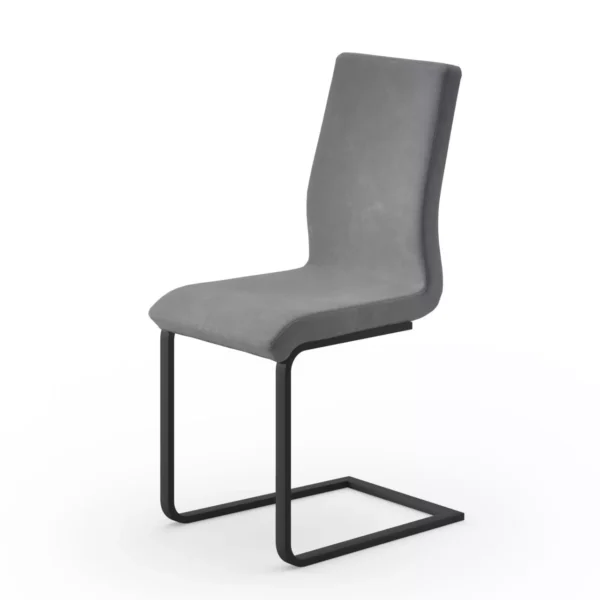 Quadra SL chair by Peressini featuring a cantilevered chrome base and fully upholstered seat and backrest in soft fabric.