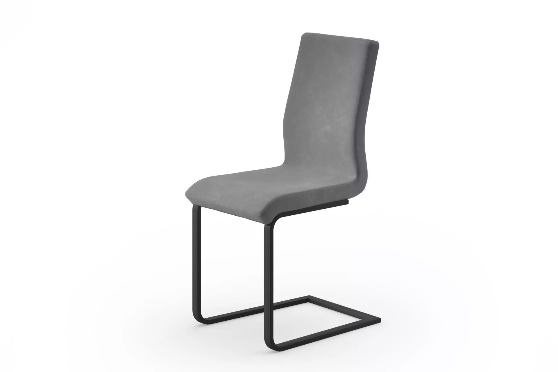 Quadra SL chair by Peressini featuring a cantilevered chrome base and fully upholstered seat and backrest in soft fabric.