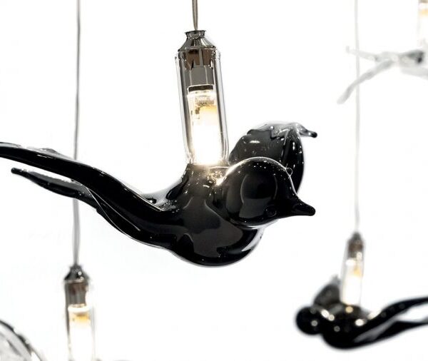Reflex SWALLOWS chandelier featuring sculpted swallows