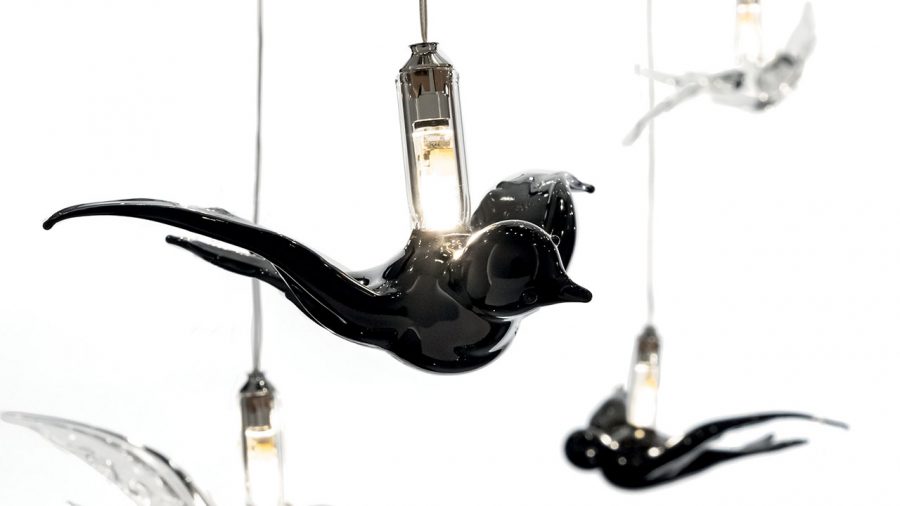Reflex SWALLOWS chandelier featuring sculpted swallows