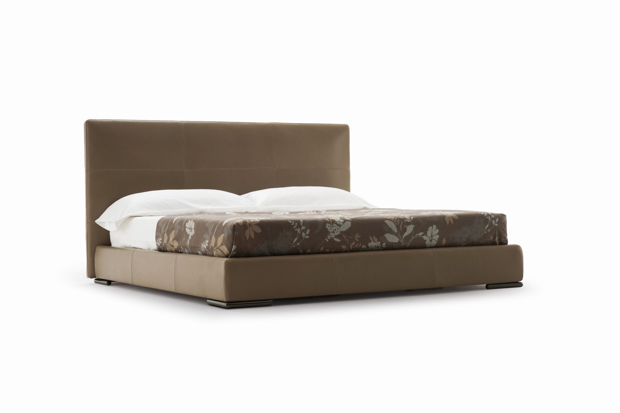 Elegant upholstered bed with high headboard and modern design by Camerich.