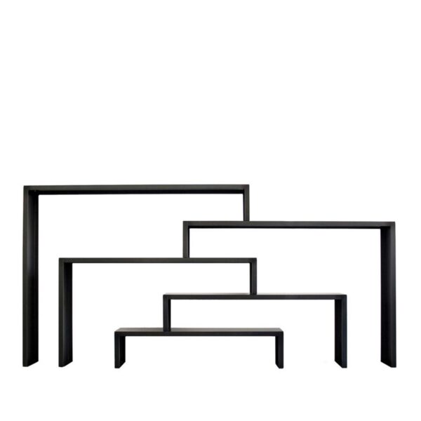 Architectural bookshelf with layered steel structure by Zeusnoto.