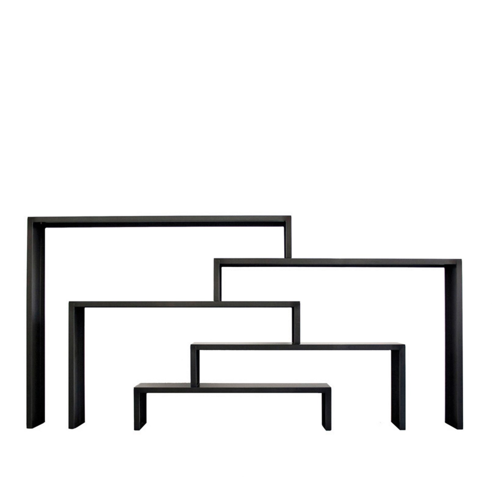 Architectural bookshelf with layered steel structure by Zeusnoto.