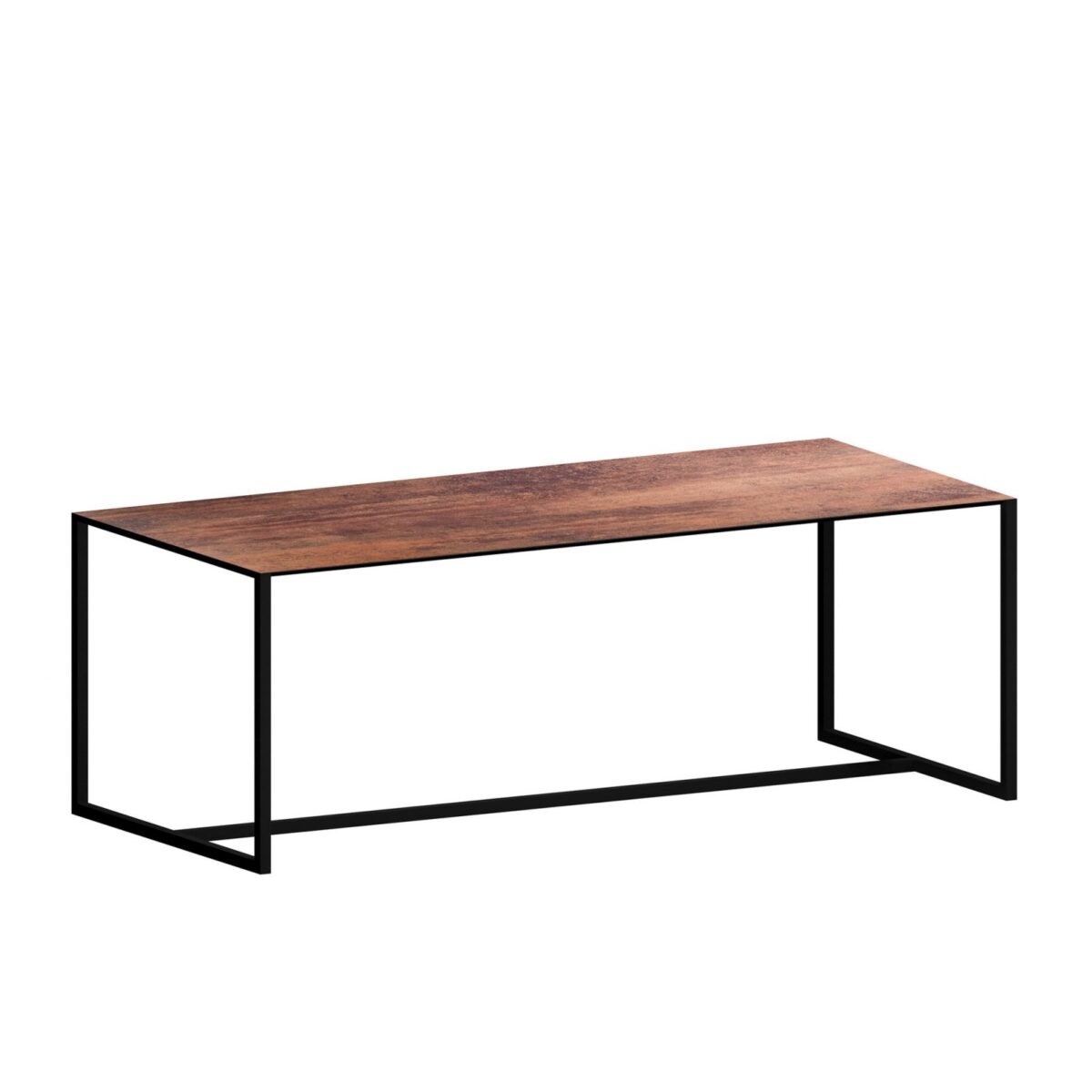 “Industrial-style BIG BROTHER Table by Zeusnoto with a wide plank top and matte black structural supports.”