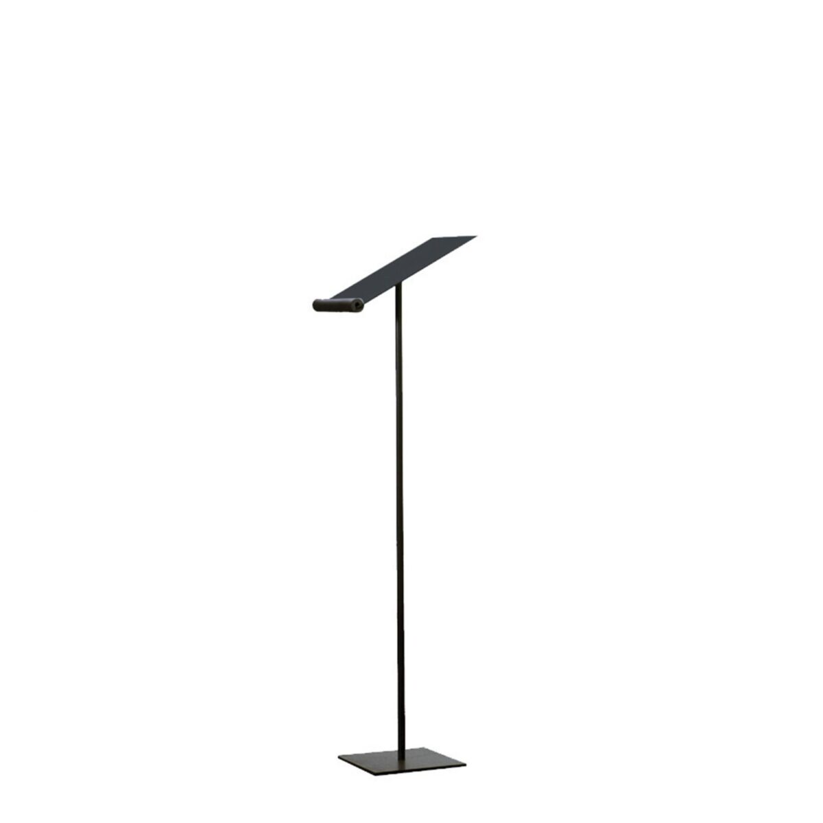 Slim steel display stand with minimalist open-frame design by Zeusnoto.