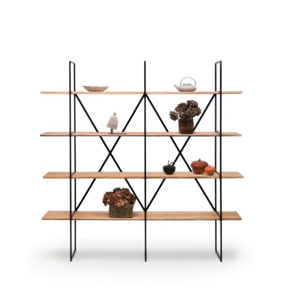 Open-frame steel bookcase with minimalist design by Zeusnoto.