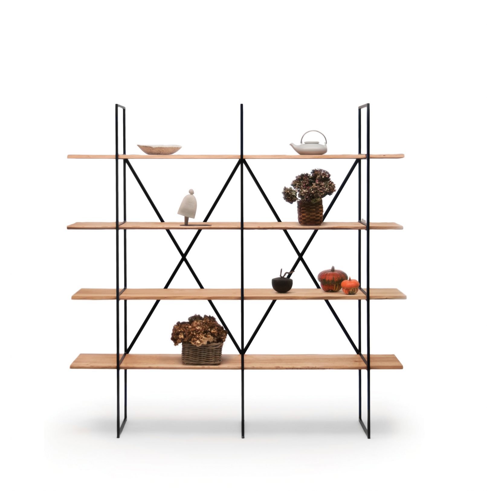 Open-frame steel bookcase with minimalist design by Zeusnoto.